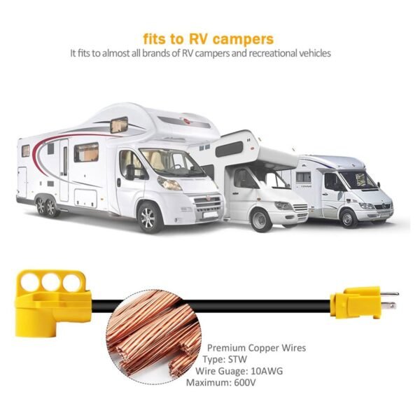 ⁦SnowyFox RV 15Amp to 50Amp Adapter - 15Male⁩ - الصورة ⁦4⁩