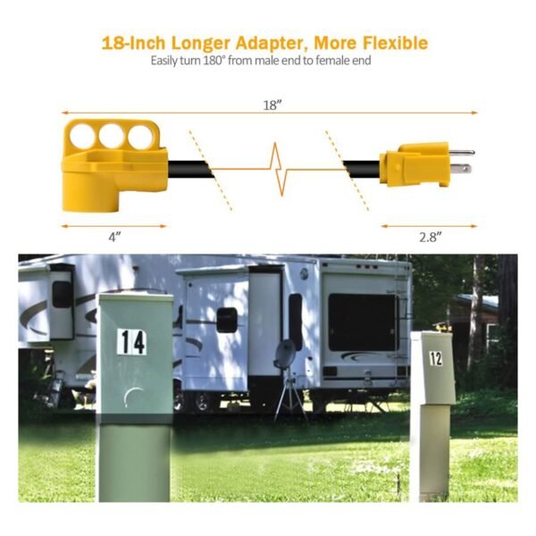 ⁦SnowyFox RV 15Amp to 50Amp Adapter - 15Male⁩ - الصورة ⁦3⁩