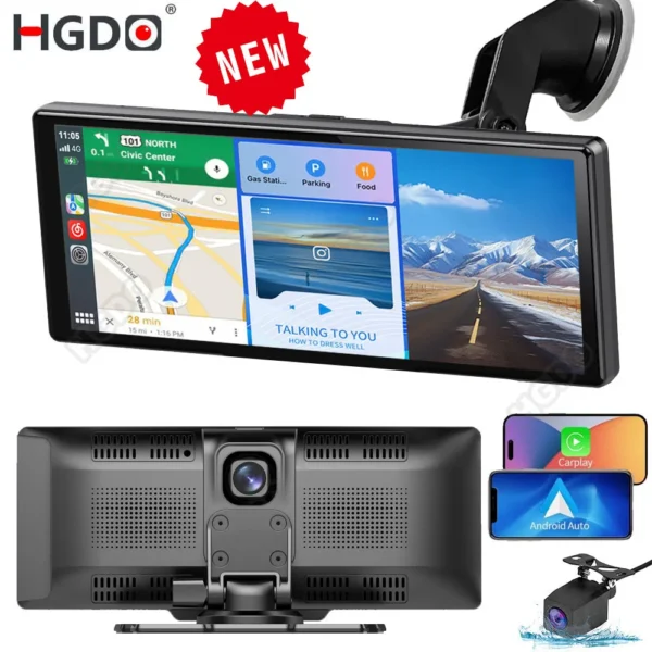 HGDO-داش كاميرا ستيريو سيارة ، 3 في 1 ، Carplay ، أندرويد ، Airplay السيارات ، مرآة جبل ، مسجل فيديو ، كاميرا ، واي فاي ، نظام تحديد المواقع ، DVR ، إخراج بلوتوث ، 4K