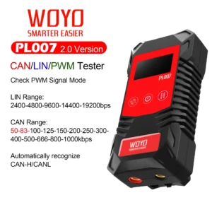 WOYO PL007 جهاز اختبار CAN LIN PWM، التعرف التلقائي على CAN-H و CAN-L، قراءة معدل البود، لأدوات تشخيص السيارات