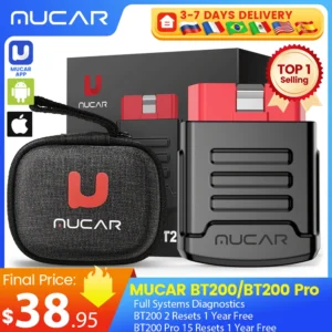 أداة تشخيص الماسح الضوئي MUCAR BT200/BT200 Pro OBD2 بتقنية البلوتوث، أداة فحص كاملة للنظام، قارئ رمز إعادة تعيين الزيت/SAS 15 مجاني لجميع السيارات