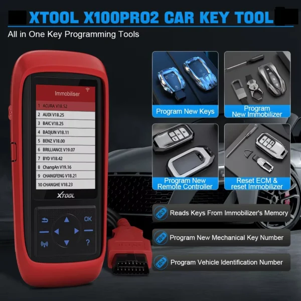 ⁦XTOOL X100Pro2 مفتاح مبرمج منع الحركة مع محول EEPROM المهنية X100 Pro2 مفتاح برمجة أداة السيارات obd الماسح الضوئي⁩ - الصورة ⁦3⁩