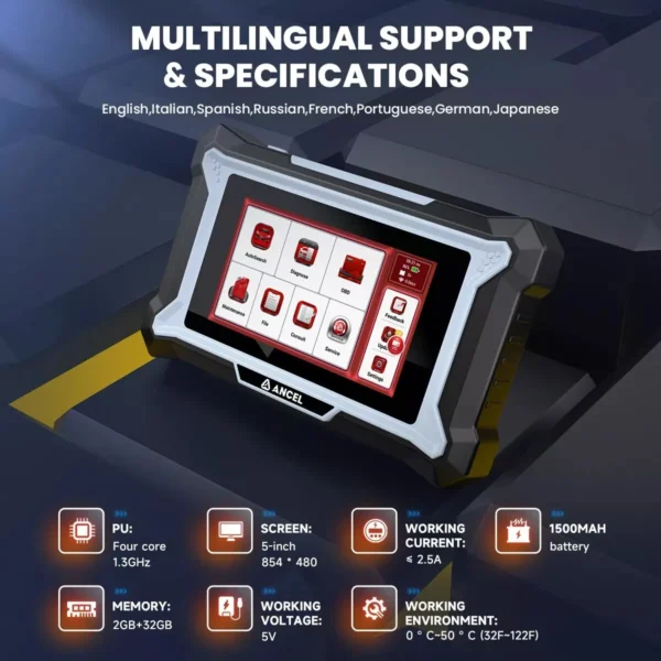 ⁦ANCEL DS200 Obd2 أدوات تشخيص السيارات جميع قارئ رمز النظام 15 إعادة تعيين FCA Autoauth الماسح الضوئي للسيارات واي فاي تحديث مجاني مدى الحياة⁩ - الصورة ⁦5⁩