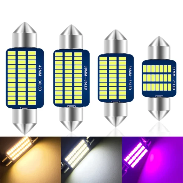 ⁦12 فولت Led الضوء الداخلي للسيارة led 31 مللي متر 36 مللي متر 39 مللي متر 41 مللي متر اكليل c5w c10w لمبة الضوء الداخلي لسقف السيارة القراءة مصباح الجليد الأزرق⁩ - الصورة ⁦2⁩